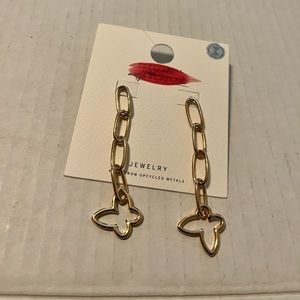 COPY - Up cycled metal gold tone earrings links with butterfly’s at the end of …